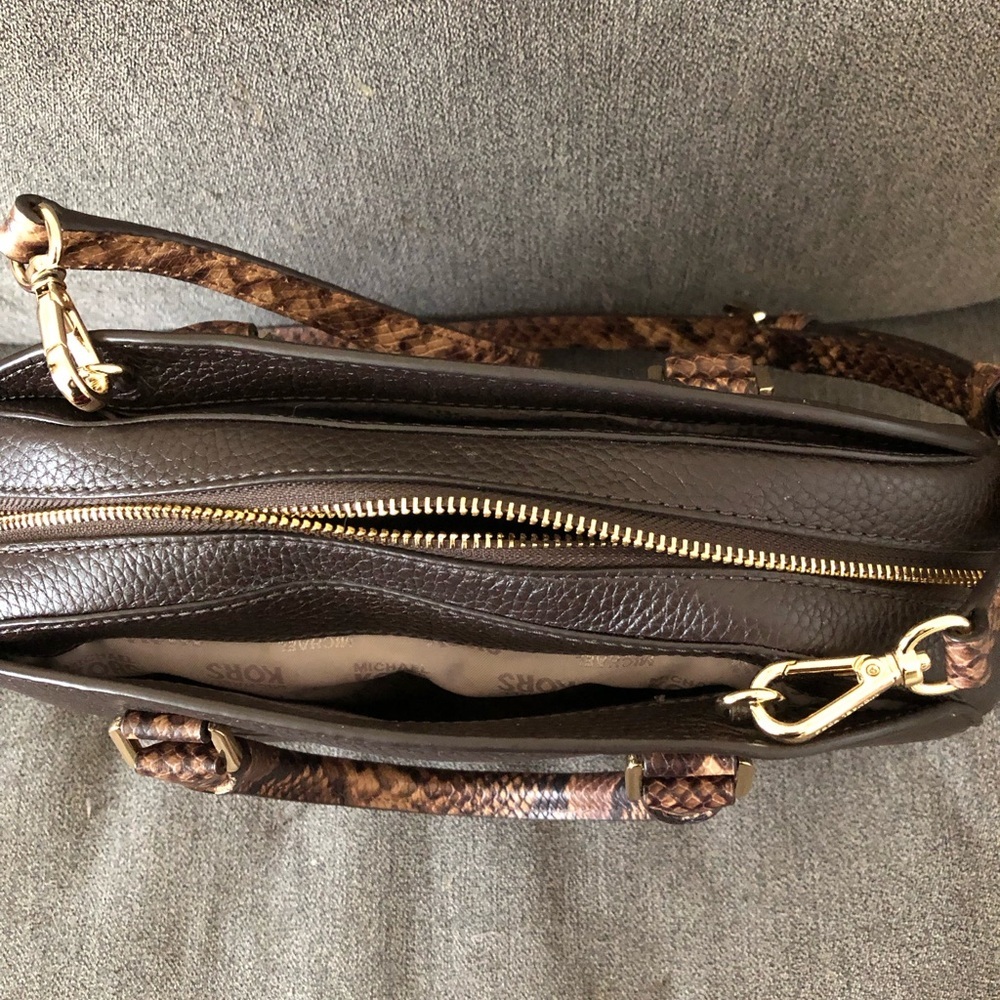 Michael Kors Dark Brown Snake Print Satchel - Picture 2 of 9